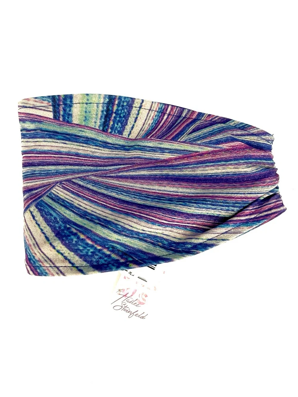 NWT FRANKIES shimmy purple blue bandeau plunge bikini top L